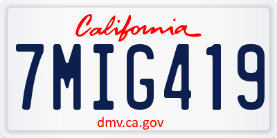 CA license plate 7MIG419