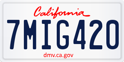 CA license plate 7MIG420