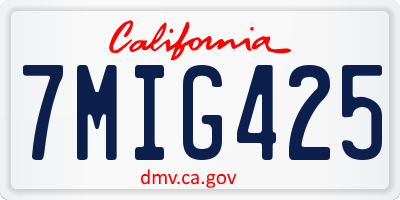 CA license plate 7MIG425
