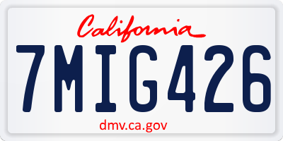 CA license plate 7MIG426