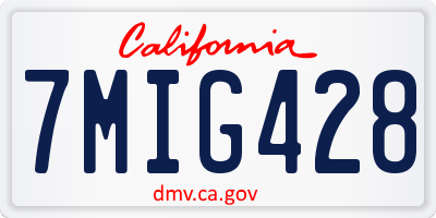 CA license plate 7MIG428
