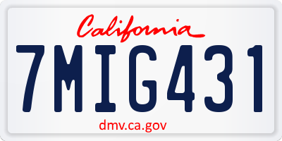CA license plate 7MIG431