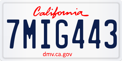 CA license plate 7MIG443