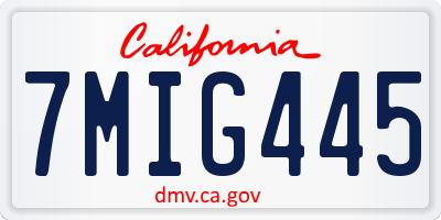 CA license plate 7MIG445