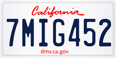CA license plate 7MIG452
