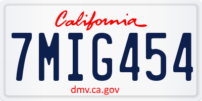 CA license plate 7MIG454