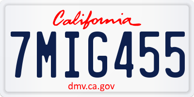 CA license plate 7MIG455
