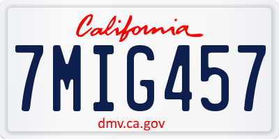 CA license plate 7MIG457