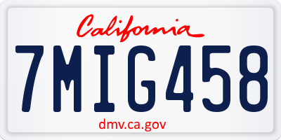CA license plate 7MIG458
