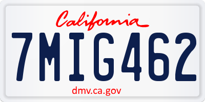 CA license plate 7MIG462