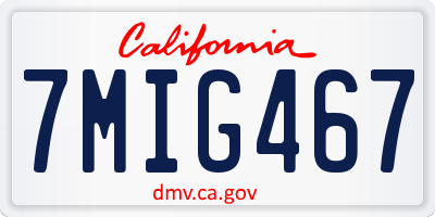 CA license plate 7MIG467