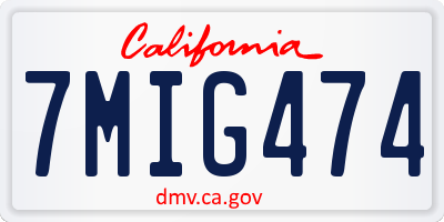 CA license plate 7MIG474