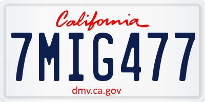 CA license plate 7MIG477