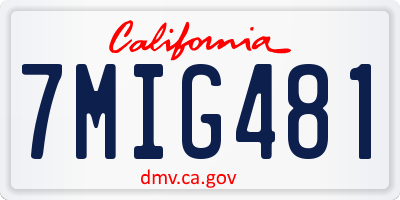 CA license plate 7MIG481