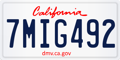 CA license plate 7MIG492