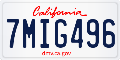CA license plate 7MIG496