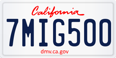 CA license plate 7MIG500