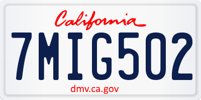 CA license plate 7MIG502