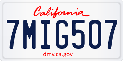 CA license plate 7MIG507