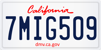 CA license plate 7MIG509