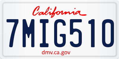 CA license plate 7MIG510