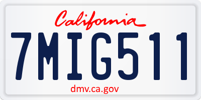 CA license plate 7MIG511