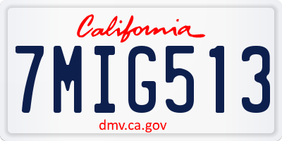 CA license plate 7MIG513