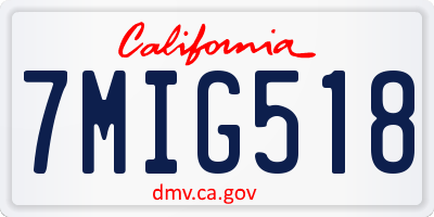 CA license plate 7MIG518