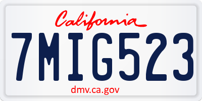 CA license plate 7MIG523