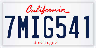 CA license plate 7MIG541