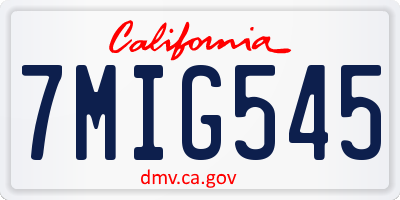 CA license plate 7MIG545