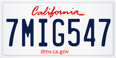CA license plate 7MIG547