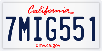 CA license plate 7MIG551