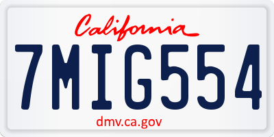 CA license plate 7MIG554