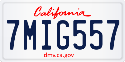 CA license plate 7MIG557