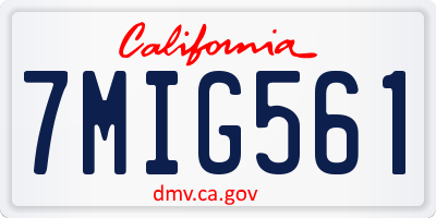 CA license plate 7MIG561
