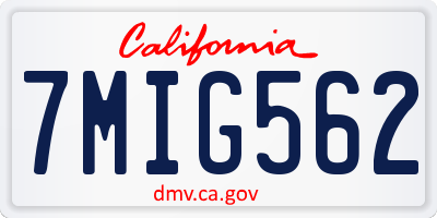 CA license plate 7MIG562