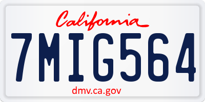 CA license plate 7MIG564
