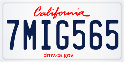 CA license plate 7MIG565