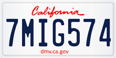 CA license plate 7MIG574