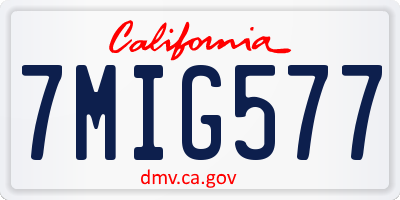 CA license plate 7MIG577