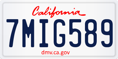 CA license plate 7MIG589
