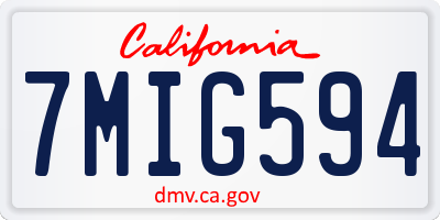 CA license plate 7MIG594