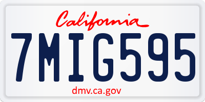 CA license plate 7MIG595
