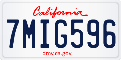 CA license plate 7MIG596