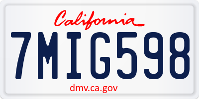 CA license plate 7MIG598