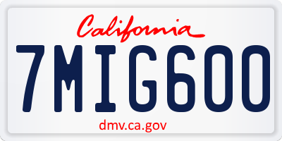CA license plate 7MIG600