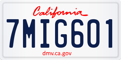 CA license plate 7MIG601