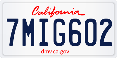 CA license plate 7MIG602