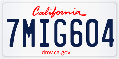 CA license plate 7MIG604